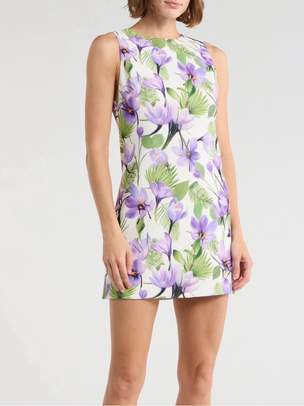 Alice + Olivia Clyde dress floral palm cream